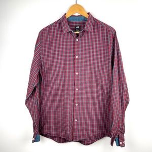 H&M Mens Red Checkered Button Up Shirt Size L